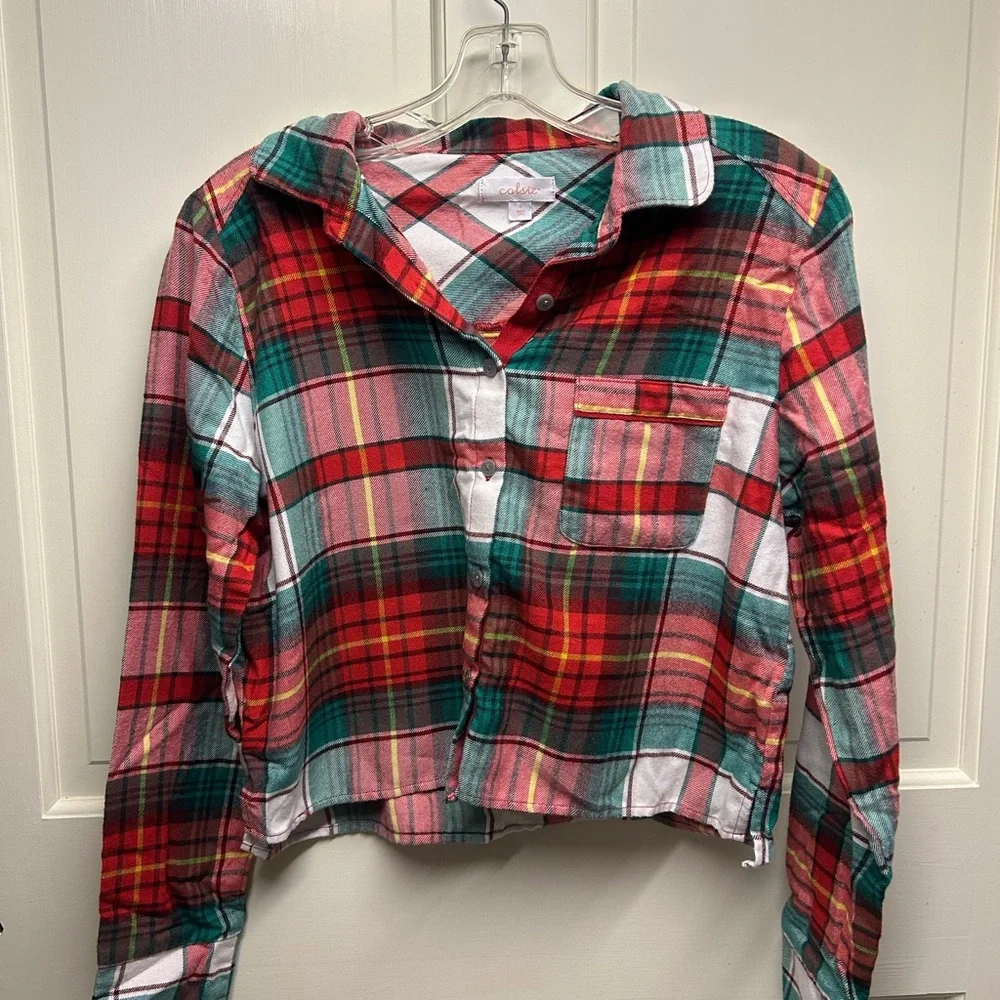 Colorful Plaid Cropped Shirt - Picture 1 of 3